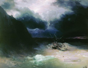 sailing in a storm 1881 Romantic Ivan Aivazovsky Russian Oil Paintings